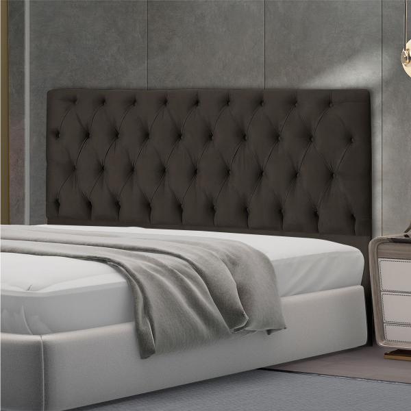 Imagem de Cabeceira Jade 140 Cm Para Cama Box Suede Marrom Escuro