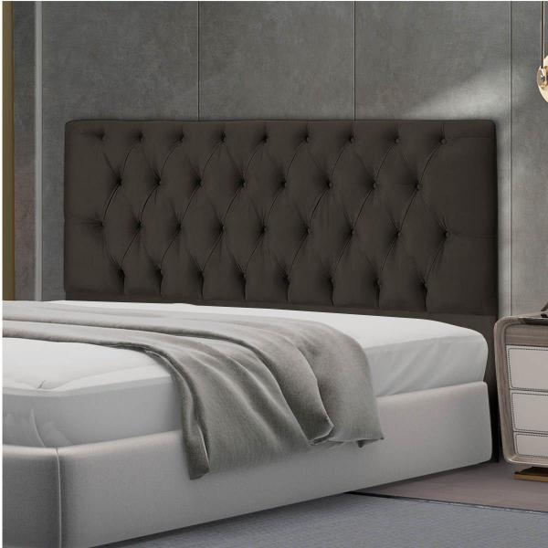 Imagem de Cabeceira Jade 160Cm P/ Cama Box Queen Suede Marrom Escuro