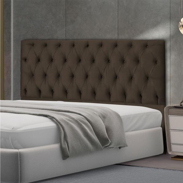 Imagem de Cabeceira Jade 195 Cm Para Cama Box Suede Marrom Claro