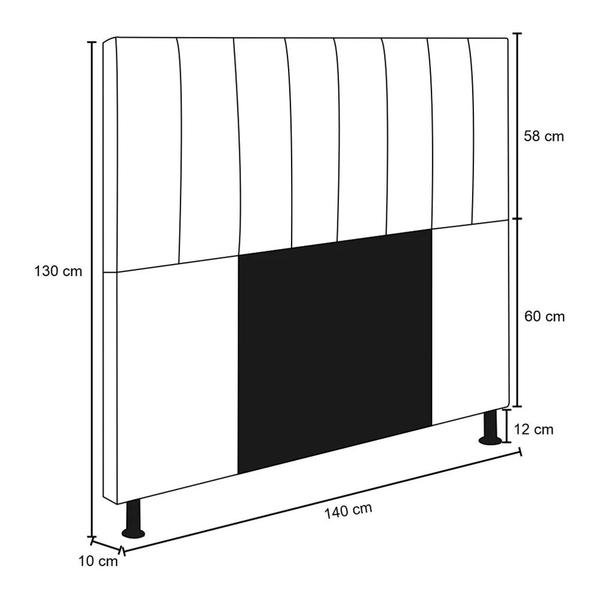 Imagem de Cabeceira Jade Para Cama Box Casal 140 cm material sintético Preto - D'Rossi