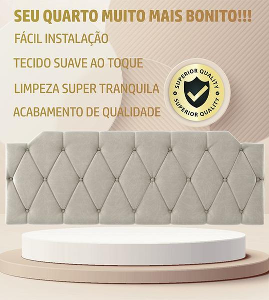 Imagem de Cabeceira Kelly Suede Bege Estofada para Cama Box Queen 160x54cm