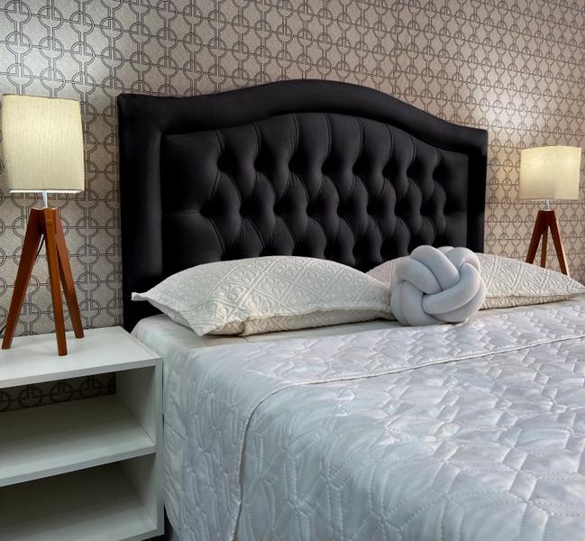 Imagem de Cabeceira King 195 Cama Box Sophia Provençal Preto Corano Painel Parede RBL