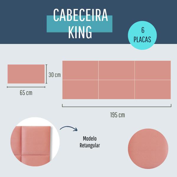 Imagem de Cabeceira King 195cm x 60cm Estofada Placas de Colar na Parede Modelo Retangular-VáriasCores