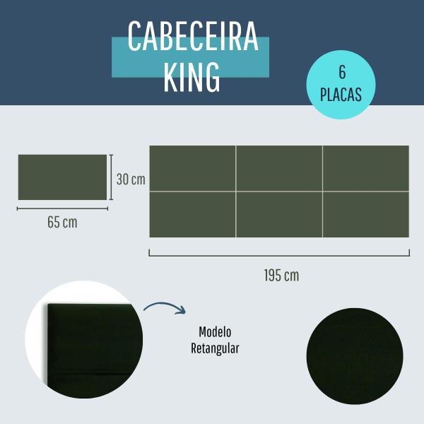 Imagem de Cabeceira King 195cm x 60cm Estofada Placas de Colar na Parede Modelo Retangular-VáriasCores