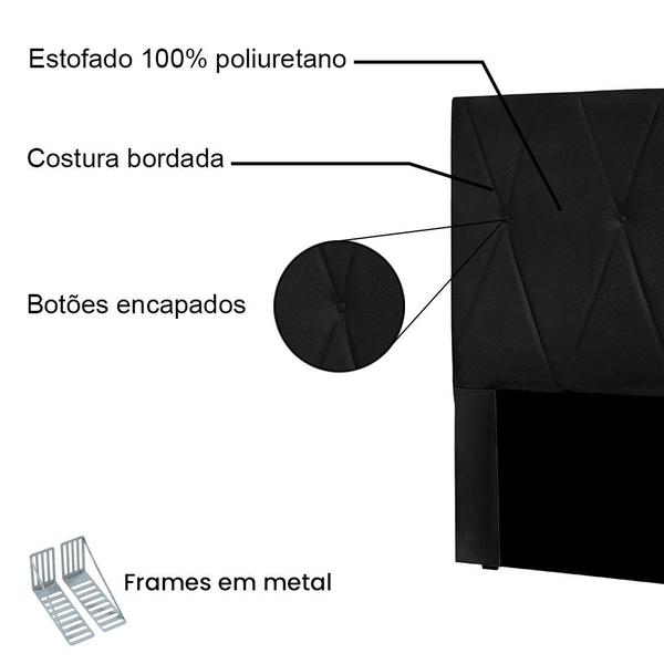 Imagem de Cabeceira King 1,95m Ávila Suede Preto - Pallazio