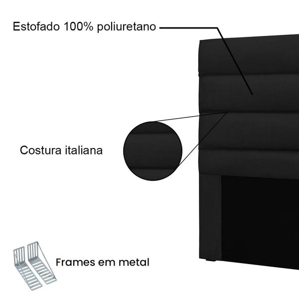 Imagem de Cabeceira King 1,95m Las Palmas Suede Preto - Pallazio