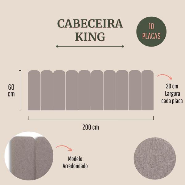 Imagem de Cabeceira King Arredondada Linho 200x60 Cama Box Modulada