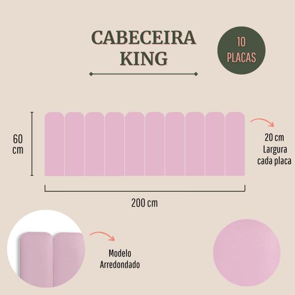 Imagem de Cabeceira King Arredondada Tecido Sintético 200x60 Cama Box Modulada