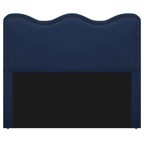 Imagem de Cabeceira King Bari P02 195 cm para cama Box Suede Azul Marinho - Amarena Móveis