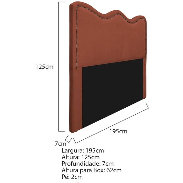 Imagem de Cabeceira King Bari P02 195 cm para cama Box Suede Terracota - Amarena Móveis