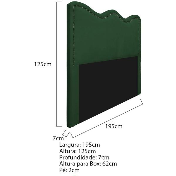 Imagem de Cabeceira King Bari P02 195 cm para cama Box Suede Verde - Amarena Móveis