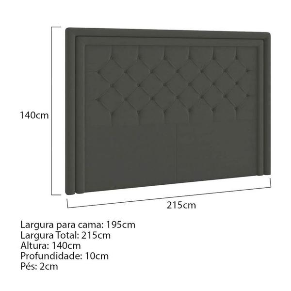 Imagem de Cabeceira King Estocolmo P04 195 cm Suede Cinza Escuro TCA 958 - Amarena Móveis