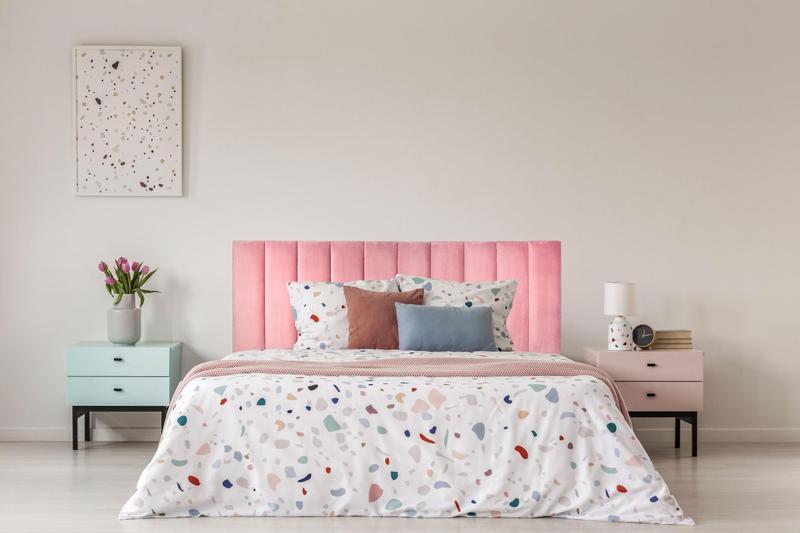 Imagem de Cabeceira King Estofada Cama Box Modulada Veludo Rosé