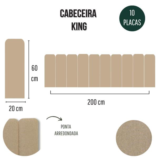 Imagem de Cabeceira King Estofada de Colar na Parede Kit 10 Placas Modelo Arredondada-VáriasCores