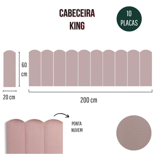 Imagem de Cabeceira King Estofada de Colar na Parede Kit 10 Placas Modelo Nuvem-VáriasCores