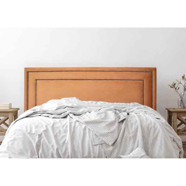 Imagem de Cabeceira King Estofada para Cama Box com Tachas 193x60cm Reta Luxo Dupla Terracota/Fumê