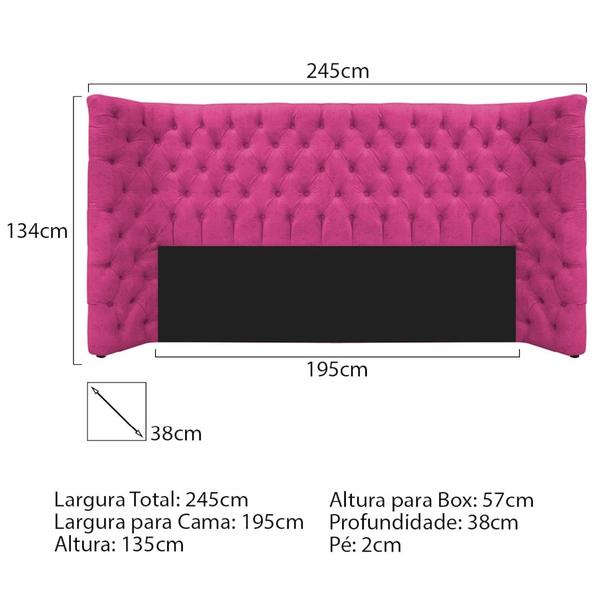 Imagem de Cabeceira King Everest P02 195 cm para cama Box Suede Pink - Amarena Móveis