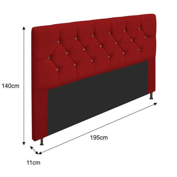 Imagem de Cabeceira King França A05 c/ Strass 195 cm para Cama Box King Suede - ADJ Decor