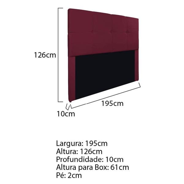 Imagem de Cabeceira King Marseille P02 195 cm Suede Bordô - Amarena Móveis