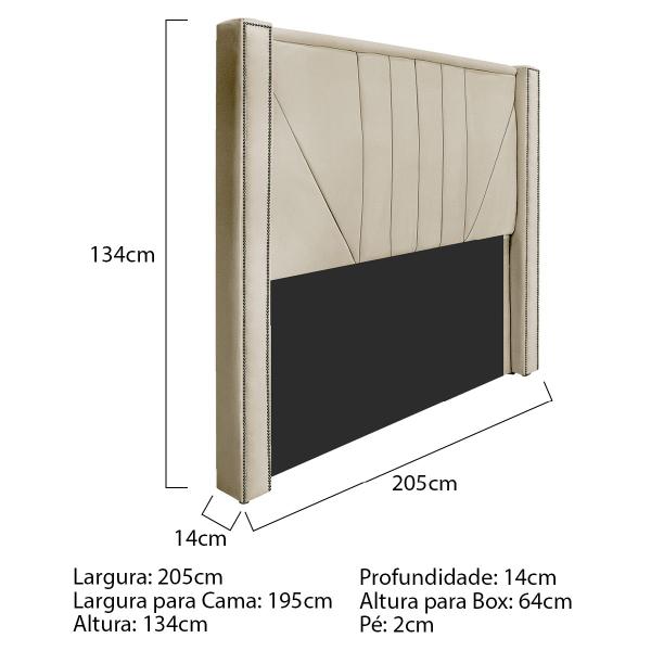 Imagem de Cabeceira King Minsk P02 195 cm para cama Box Sintético - Doce Sonho Móveis