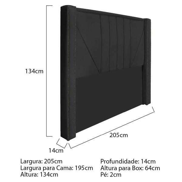 Imagem de Cabeceira King Minsk P02 195 cm para cama Box Sintético - Doce Sonho Móveis