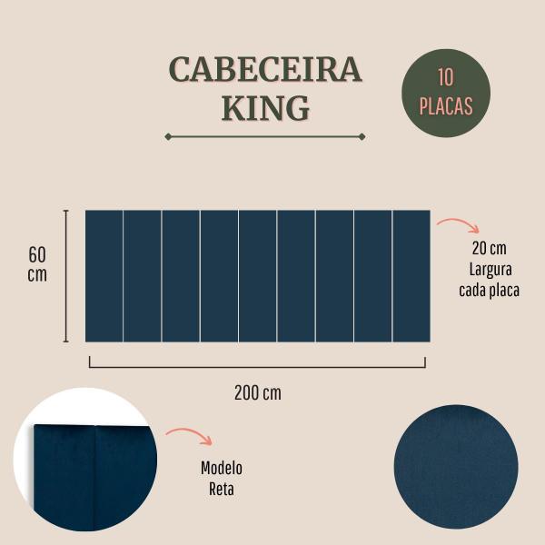 Imagem de Cabeceira King Reta Veludo 200x60 Cama Box Modulada 