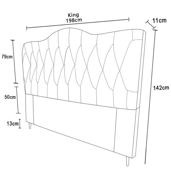 Imagem de Cabeceira King Size Cama Box de Casal Quarto Estofada Barcelona 198cm