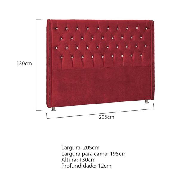 Imagem de Cabeceira King Tóquio P04 195 cm Suede  Vermelho TCA 53 - Amarena Móveis