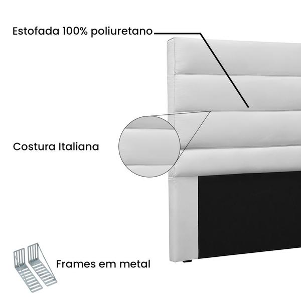 Imagem de Cabeceira La Italiana Para Cama Box King 195 cm material sintético Branco - D'Rossi