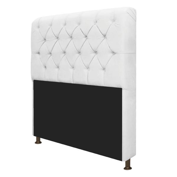 Imagem de Cabeceira Lady Estofada Capitonê 140 cm para Cama Box de Casal Suede Branco Quarto - AM Decor