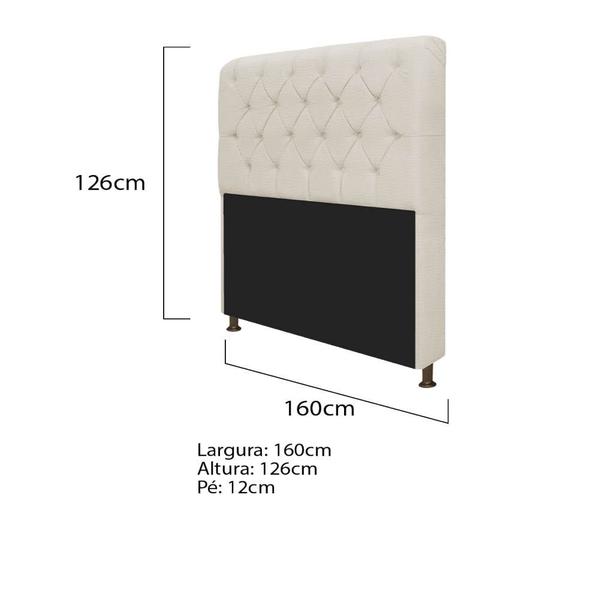 Imagem de Cabeceira Lady Estofada Capitonê 160 cm para Cama Box Queen Sintético Bege Quarto - AM Decor