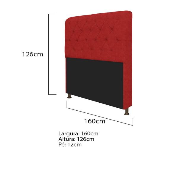 Imagem de Cabeceira Lady Estofada Capitonê 160 cm para Cama Box Queen SintéticoVermelho Quarto - AM Decor