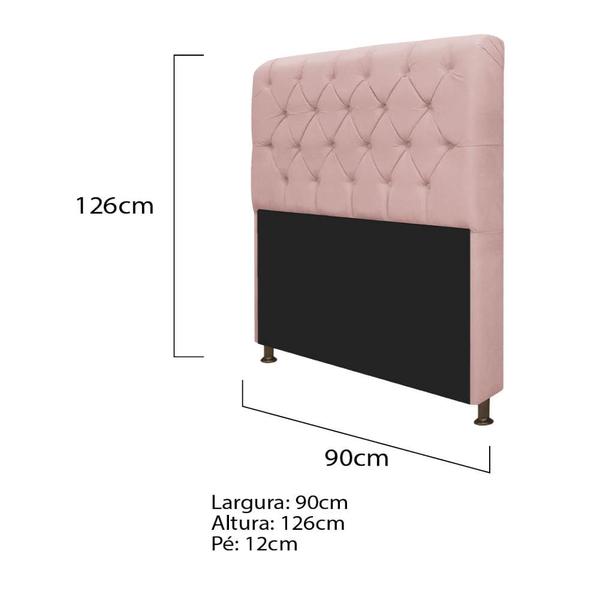 Imagem de Cabeceira Lady Estofada Capitonê 90 cm para Cama Box Solteiro Suede Rosê Quarto - AM Decor