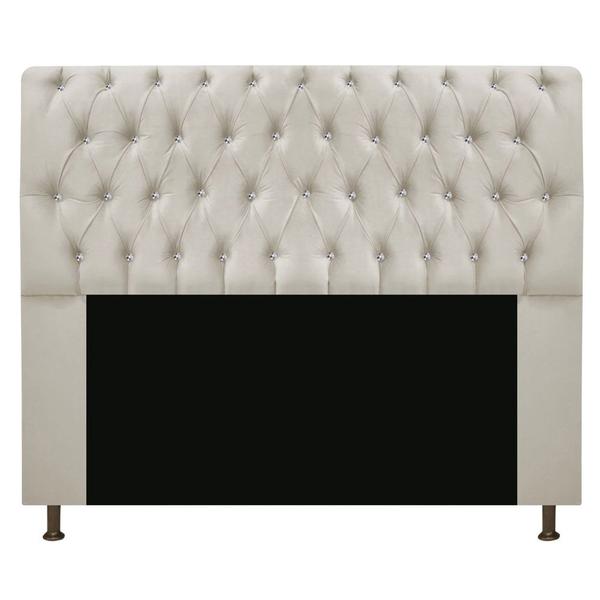 Imagem de Cabeceira Lady Estofada com Strass 140 cm para Cama Box de Casal Suede Bege Quarto - AM Decor