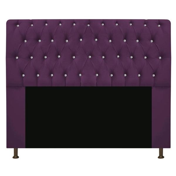 Imagem de Cabeceira Lady Estofada com Strass 140 cm para Cama Box de Casal Suede Roxo Quarto - AM Decor