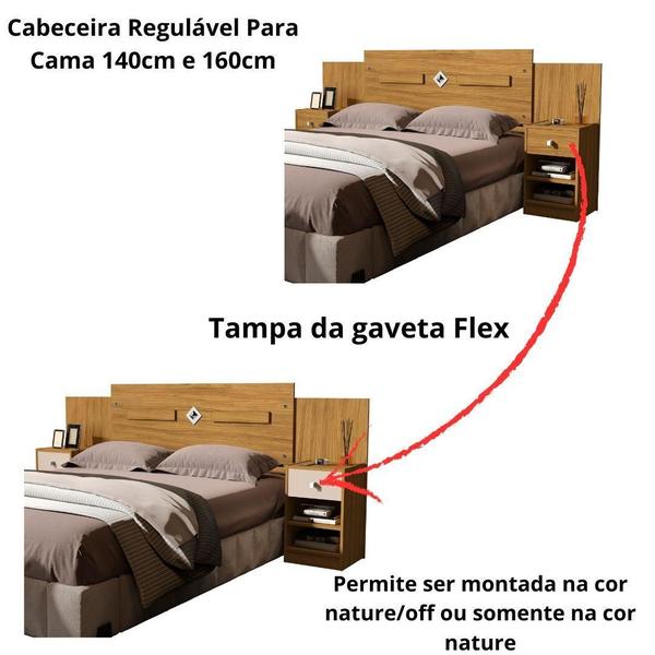 Imagem de Cabeceira Lara Em Madeira Mdf Com Mesa De Cabeceira Para Cama Box Casal E Queen 