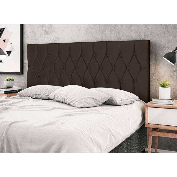 Imagem de Cabeceira Madri Marrom Estofada para Cama Box Casal Queen Size 164Cm Quarto Luxo JBE Móveis