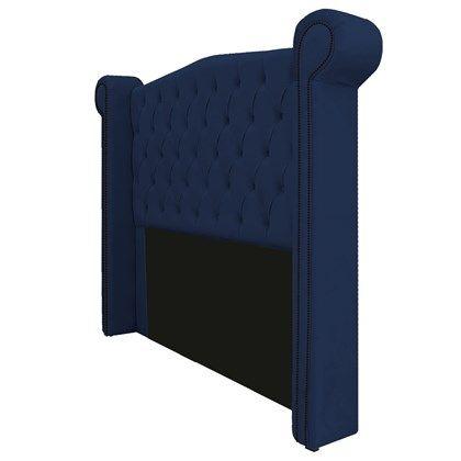 Imagem de Cabeceira Madrid 140 cm Suede Azul Marinho