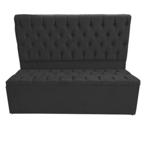 Imagem de Cabeceira Mais Calçadeira Baú Casal 140cm Para Cama Box Suede Preto