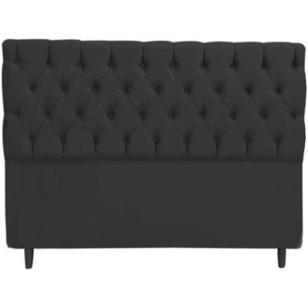 Imagem de Cabeceira Mais Calçadeira Baú Casal 140cm Para Cama Box Suede Preto