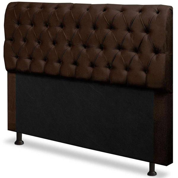 Imagem de Cabeceira Mais Calçadeira Baú Casal Queen 160cm Para Cama Box Paris Suede Marrom - DS Móveis