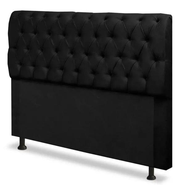 Imagem de Cabeceira Mais Calçadeira Baú Casal Queen 160cm Para Cama Box Paris Suede Preto - DS Móveis