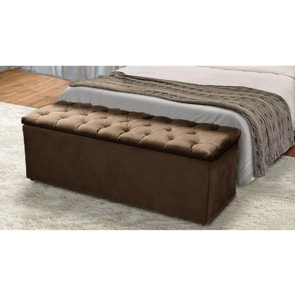 Imagem de Cabeceira Mais Calçadeira Baú Casal Queen 160cm Para Cama Box Sofia Suede Marrom - SA Móveis