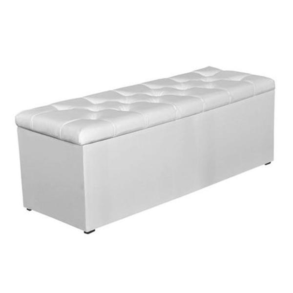 Imagem de Cabeceira Mais Calçadeira Baú King 195cm Para Cama Box Sofia Napa Branco - DS Estofados