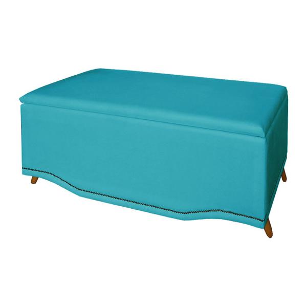 Imagem de Cabeceira mais Calçadeira Casal 140cm Para Cama Box Greta Suede Azul Turquesa - DS Estofados