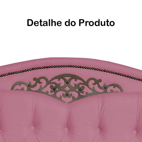 Imagem de Cabeceira mais Calçadeira Casal 140cm Para Cama Box Greta Suede Rosa - DS Estofados