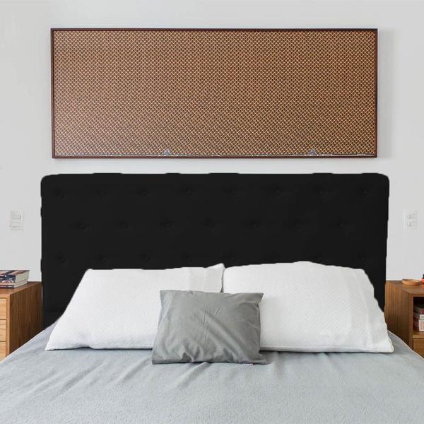 Imagem de Cabeceira mais Calçadeira Casal Juliana 140cm Para Cama Box Suede Preto - DS Estofados