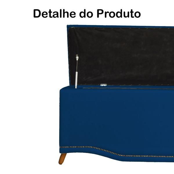 Imagem de Cabeceira mais Calçadeira Casal King 195cm Para Cama Box Greta Suede Azul Marinho - DS Estofados