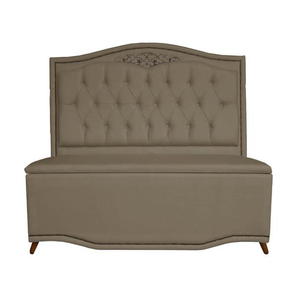 Imagem de Cabeceira mais Calçadeira Casal King 195cm Para Cama Box Greta Suede Capuccino - DS Estofados