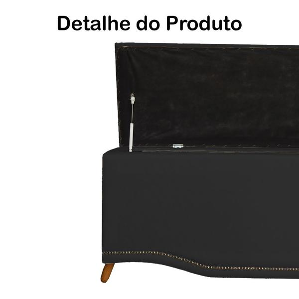 Imagem de Cabeceira mais Calçadeira Casal King 195cm Para Cama Box Greta Suede Preto - DS Estofados